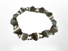 A small silver panel bracelet