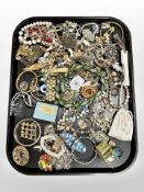 A group of costume jewellery, earrings,