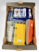 A box of new retail stock items - Acoustic foam panels, tarpaulin,