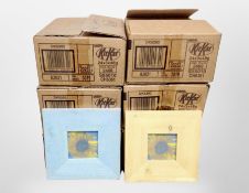 Six boxes of rustic wooden photo frames, each 20cm x 23cm overall.