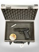 A Walther CP88 multi-shot repeating air pistol calibre .177, in carry case with two tins of pellets.
