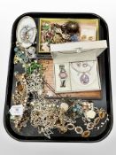 A group of costume jewellery, earrings,