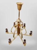 A six sconce metal pendant light fitting,