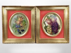 Continental School : Still life of fruit, a pair of oil paintings,