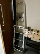 An aluminium step ladder and a two tread step