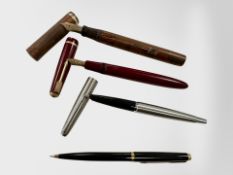 A Conway Stewart fountain pen with 14ct gold nib and similar Parker fountain pen (both with damaged