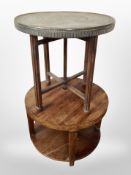 A Islamic brass topped occasional table and a further two tier table