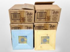 Six boxes of rustic wooden photo frames, each 20cm x 23cm overall.