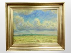 Danish school : Hays stacks in a field, oil on canvas,