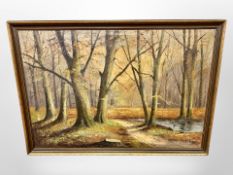 Danish School : A forest in autumn, oil on canvas, 139 cm x 94 cm.