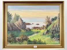 Danish School : A path leading to the sea, oil on canvas, 65 cm x 48 cm.