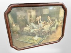 An antiquarian lithograph in moulded walnut frame, 95 cm x 71 cm.