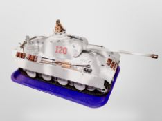 A scale model of a Second World War German Tiger tank, length 55cm.