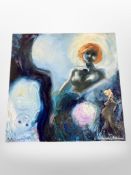 Continental School : A Child with a difference, oil on canvas,