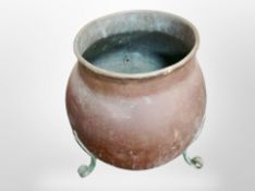 A 19th century copper cauldron, height 41cm.