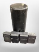 A Dantax floor-standing cylindrical speaker, further pair of Dantax speakers,