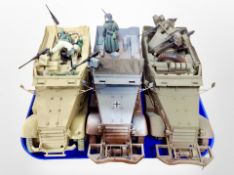 Three scale models of Second World War German half tracks, each 40cm long.