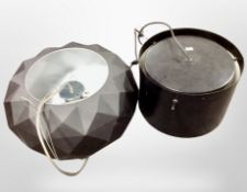 Two Scandinvavian pendant light fittings.