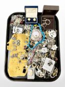 A group of costume jewellery, earrings,