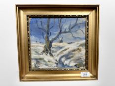 Danish School : Trees on a hillside, oil on canvas, 23cm x 22cm.