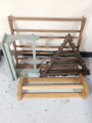 Four Scandinavian wall shelves/coat racks