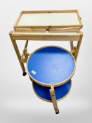 A late 20th century Scandinavian bentwood two tier trolley and a further trolley