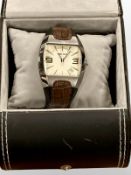 A Gentleman's Police watch on brown leather strap, with box.