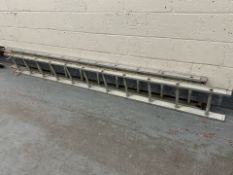 An aluminium two part extension ladder