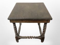 An oak barley twist occasional table,