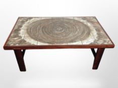 A 1970's Danish rosewood rectangular topped coffee table, signed and dated '76,