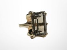 A 14ct yellow gold smokey quartz ring, size N. CONDITION REPORT: 4.8g.