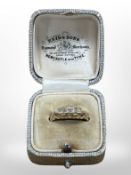 An 18ct yellow gold five-stone diamond ring, size N/O. CONDITION REPORT: 3.