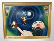 Helmuth Goede : Narrens drøm, oil on board,