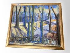 Danish School : Trees by a lane, oil on canvas,