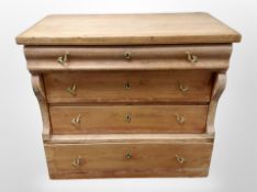 A 19th century Scandinavian pine four drawer chest,