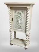 A 19th century Scandinavian painted oak barley twist cabinet,