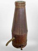 A copper brewing still, height 81cm.