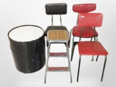 Three 20th century Danish metal framed dining chairs,