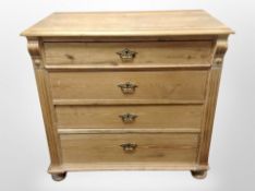 A 19th century Scandinavian pine four drawer chest,