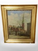 Danish school : buildings in a town, oil on canvas,