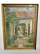 Danish School : A view through an archway, oil on canvas, 47cm x 66cm.