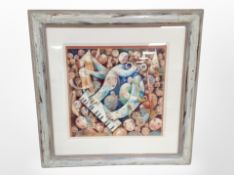 Borsky : Musicians, watercolour, 38cm x 38cm, signed and dated 99,