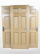 Three oak veneered single fire doors,