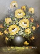 H Mary : Still life of flowers in a vase, oil on canvas, 60cm x 50cm,