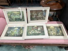 Five colour prints after C M Coolidge, all depicting dogs playing poker, each 47cm x 36cm overall.