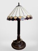 A Tiffany style patinated metal table lamp,