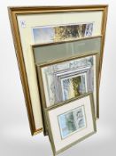 After J Maitland : Durham Cathedral from the river, colour print, 41cm x 60cm,