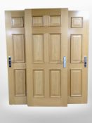 Three oak veneered single fire doors,