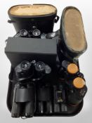 Several pairs of binoculars, including Tecnar, Kenneth, etc.