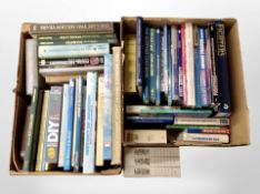 Two boxes of volumes relating to aviation, golf, gardening, etc.